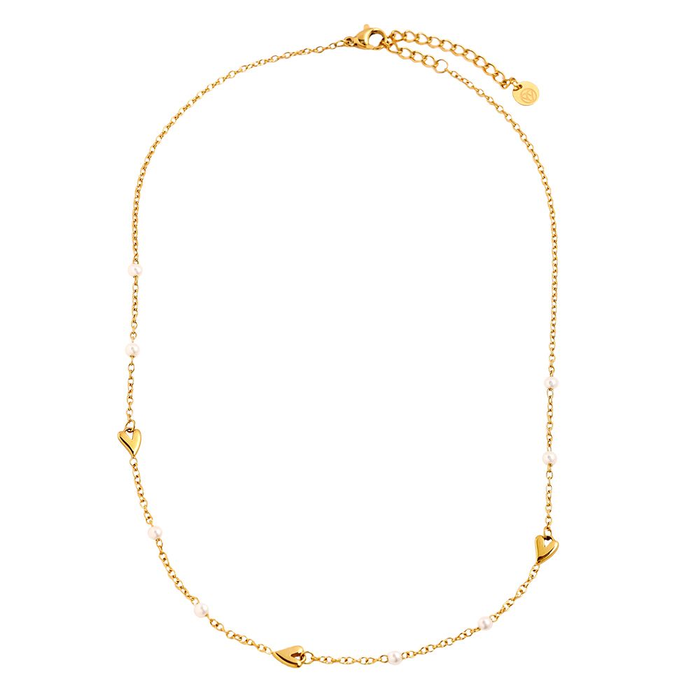 Colar com Mini Corações e Pérolas