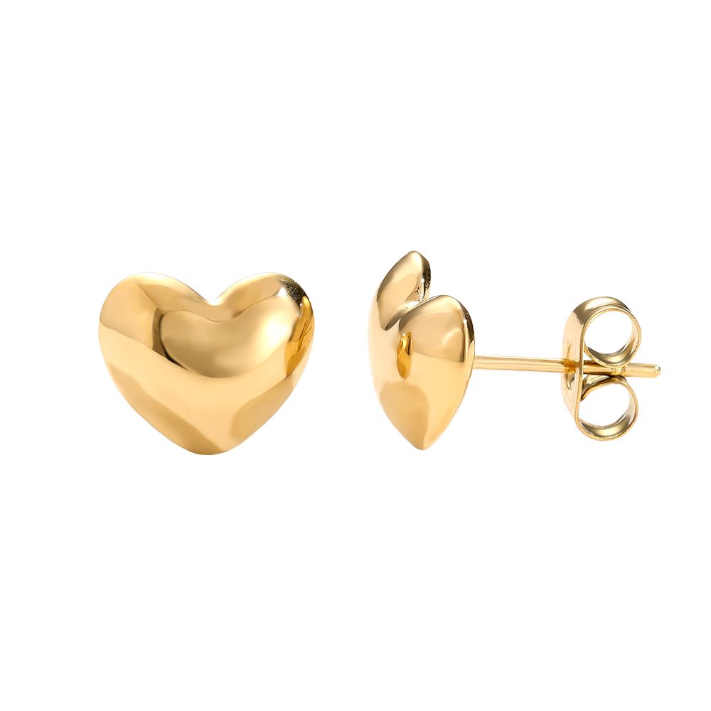 Brinco de Coração Pequeno Liso Banhado a Ouro