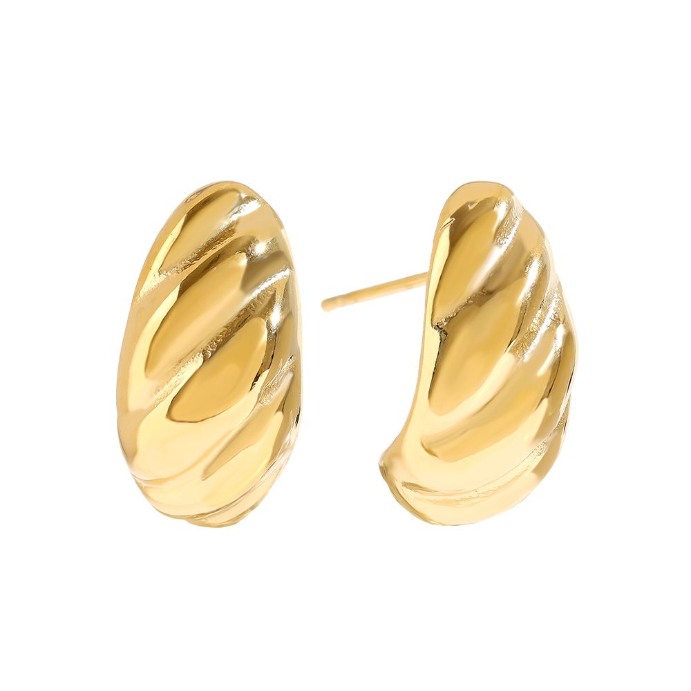 Brincos Dourados de Argola com Textura de Croissant