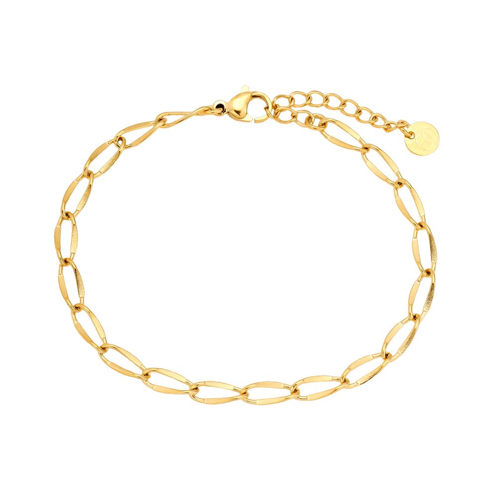 Pulseira de Elos Ovais Banhada a Ouro
