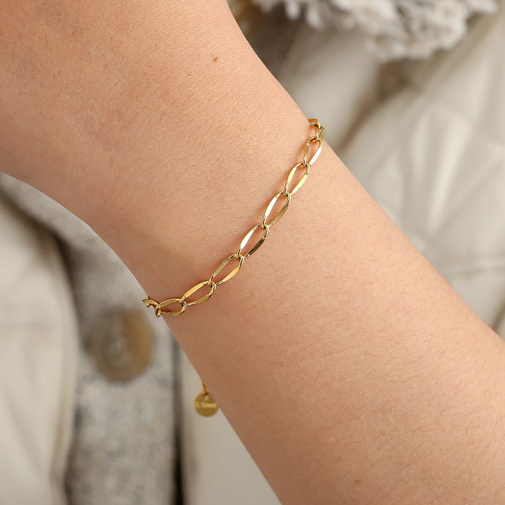 Pulseira de Elos Ovais Banhada a Ouro