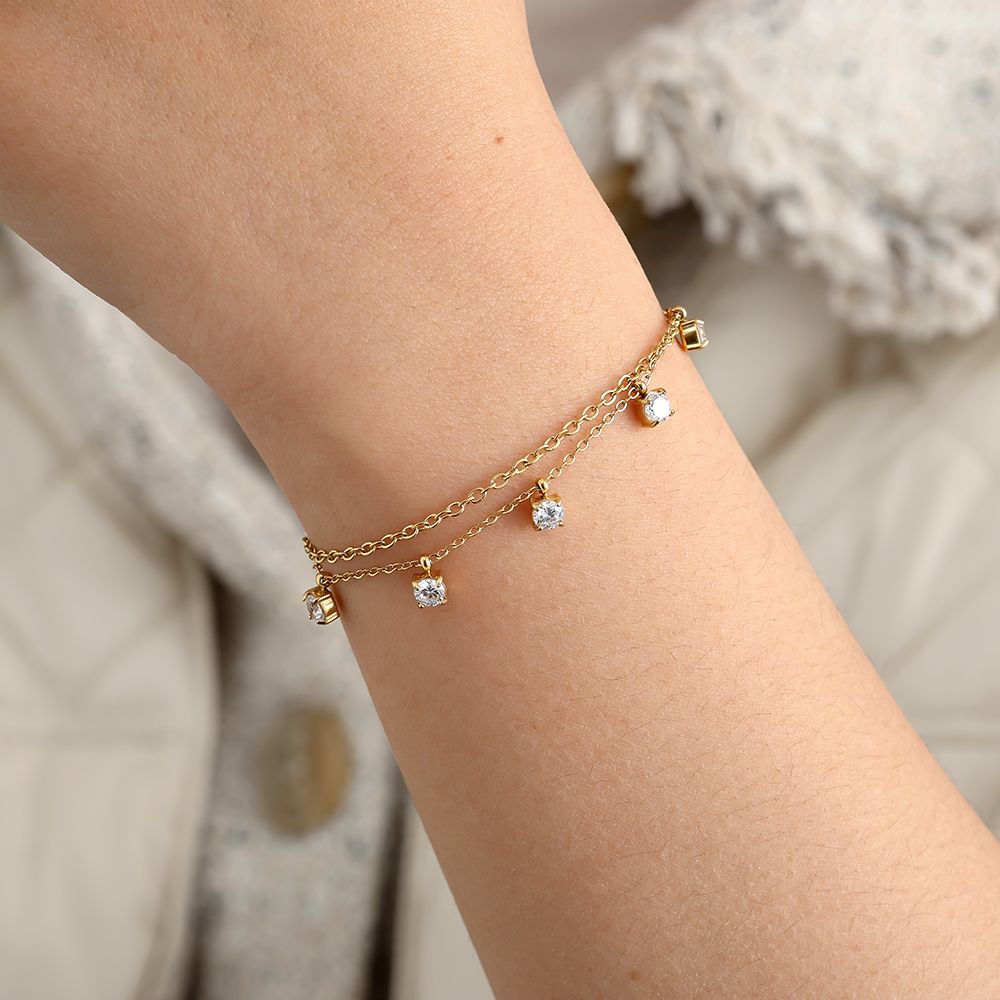 Pulseira Dupla com Zircónias
