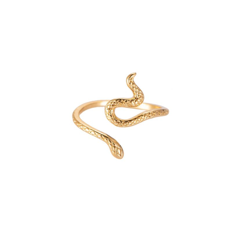 Anel Dourado Ajustável em Forma de Serpente