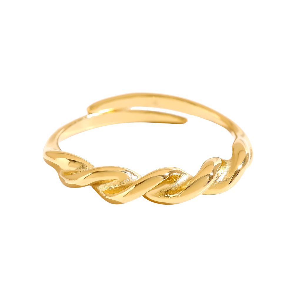 Anel Dourado Fino com Design Trançado Ajustável