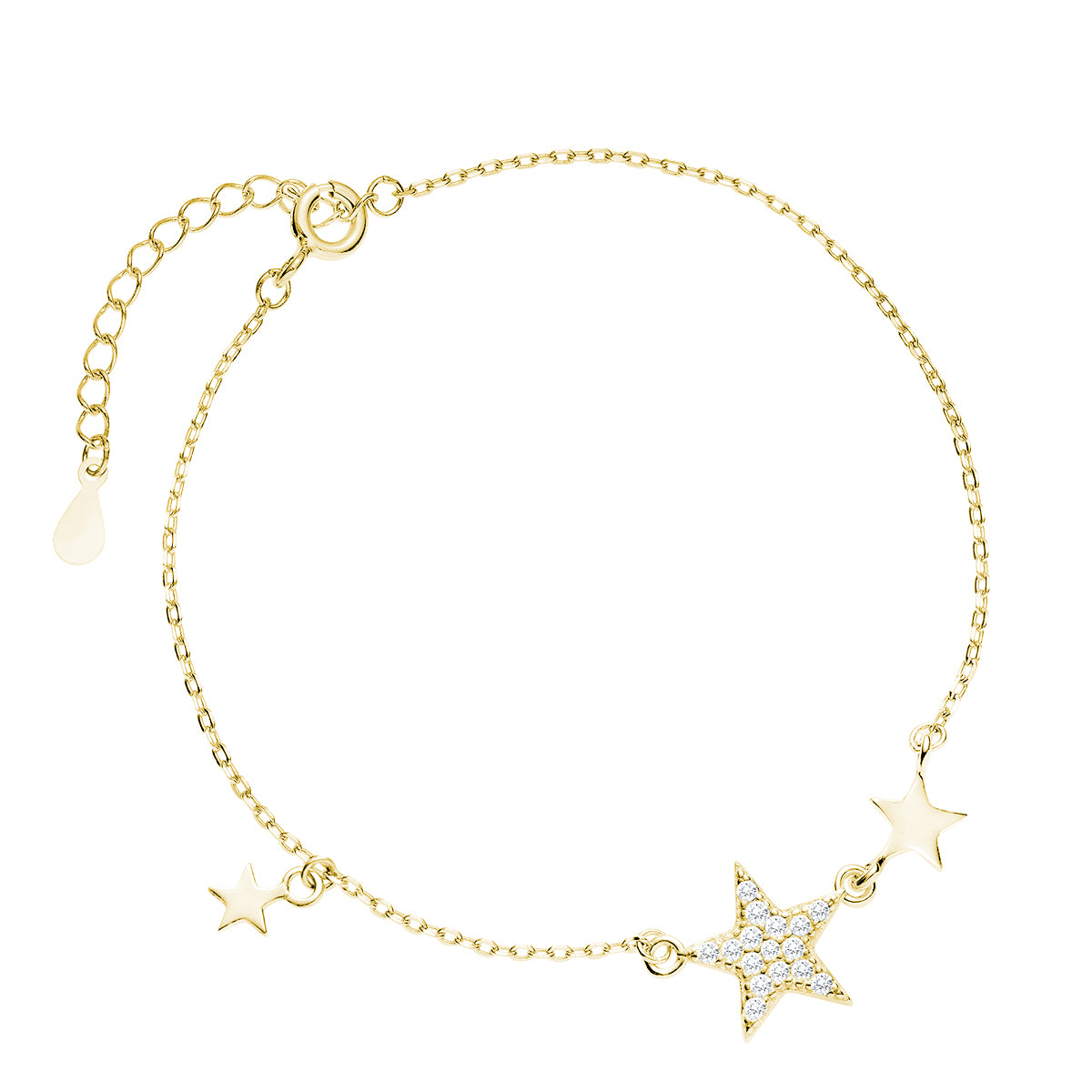 Pulseira com Estrelas Cravejadas e Pequenas Estrelas
