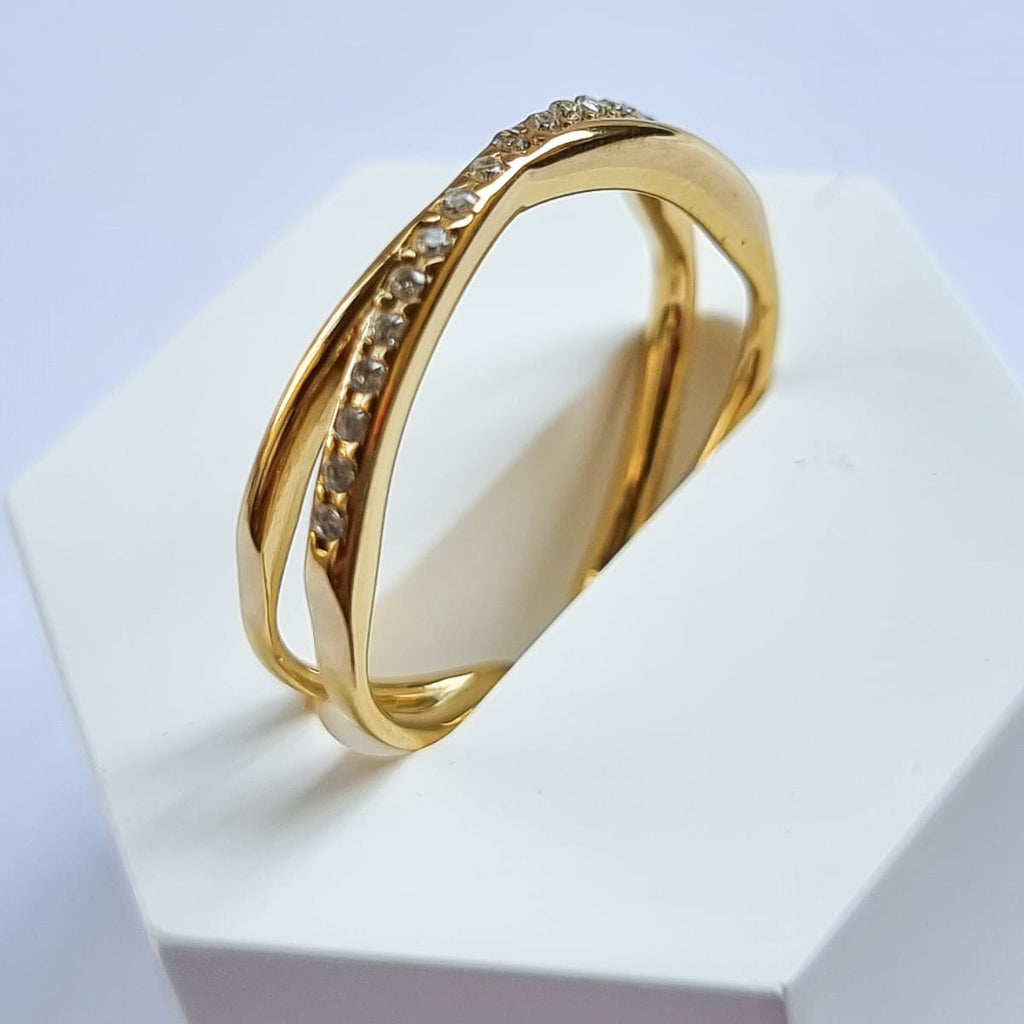 Anel Cruzado com Zircónias ajustável