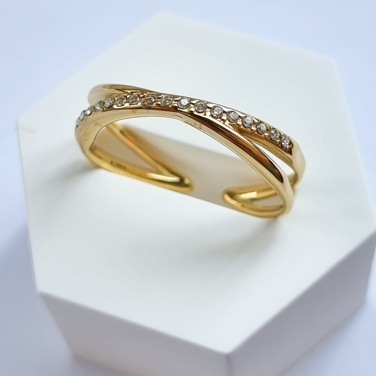 Anel Cruzado com Zircónias ajustável