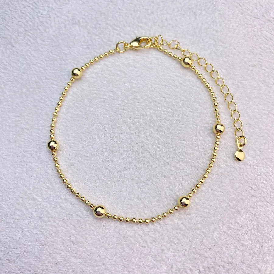 Pulseira Dourada com Bolinhas em Banho 18K