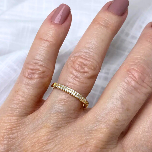 Anel Aparador Dourado Cravejado com Zircónias