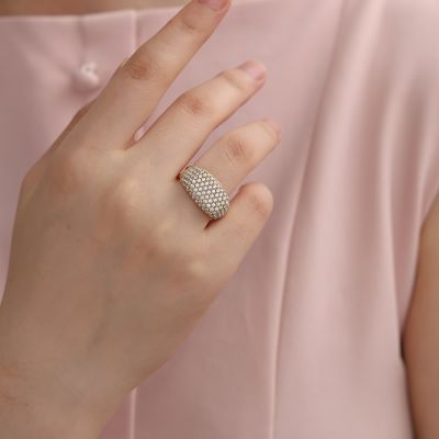 Anel Dourado Ajustável de Zircónias