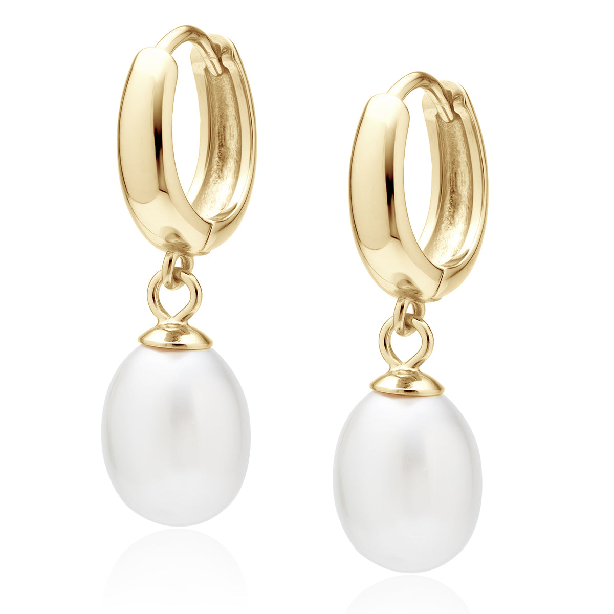 Brincos Argola com Pérolas em Prata 925 Banhada a Ouro 14k