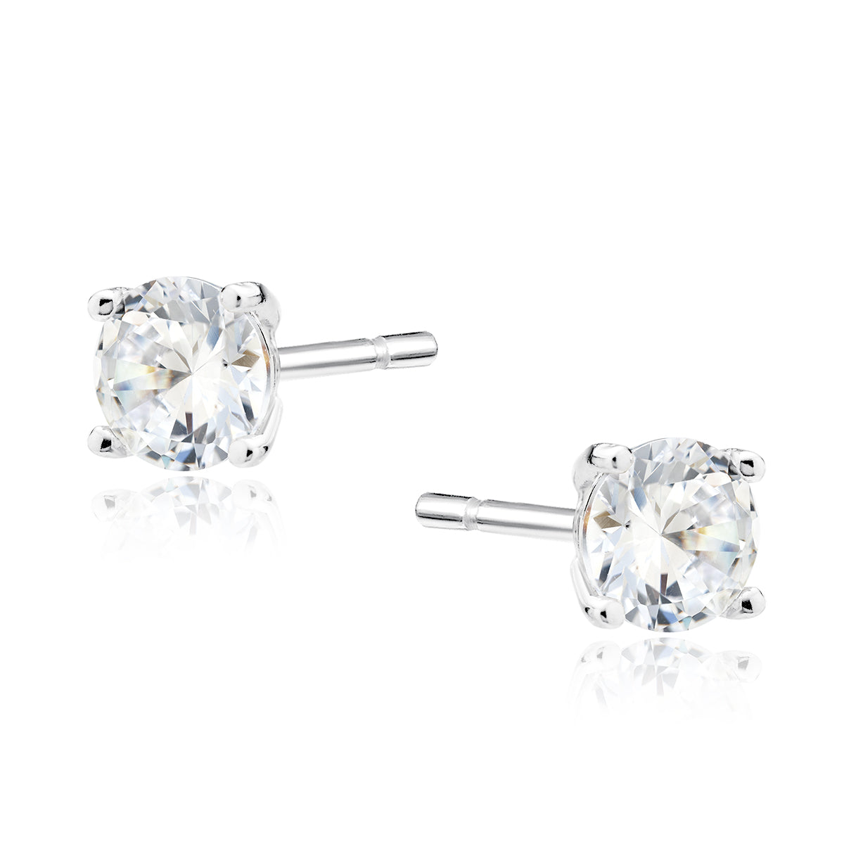 Brincos Prateados Pontos de Luz Zircónia Brilhante 4mm