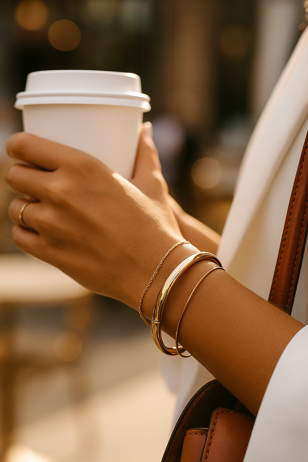 Pulseira Rígida Elegante Banhada a Ouro