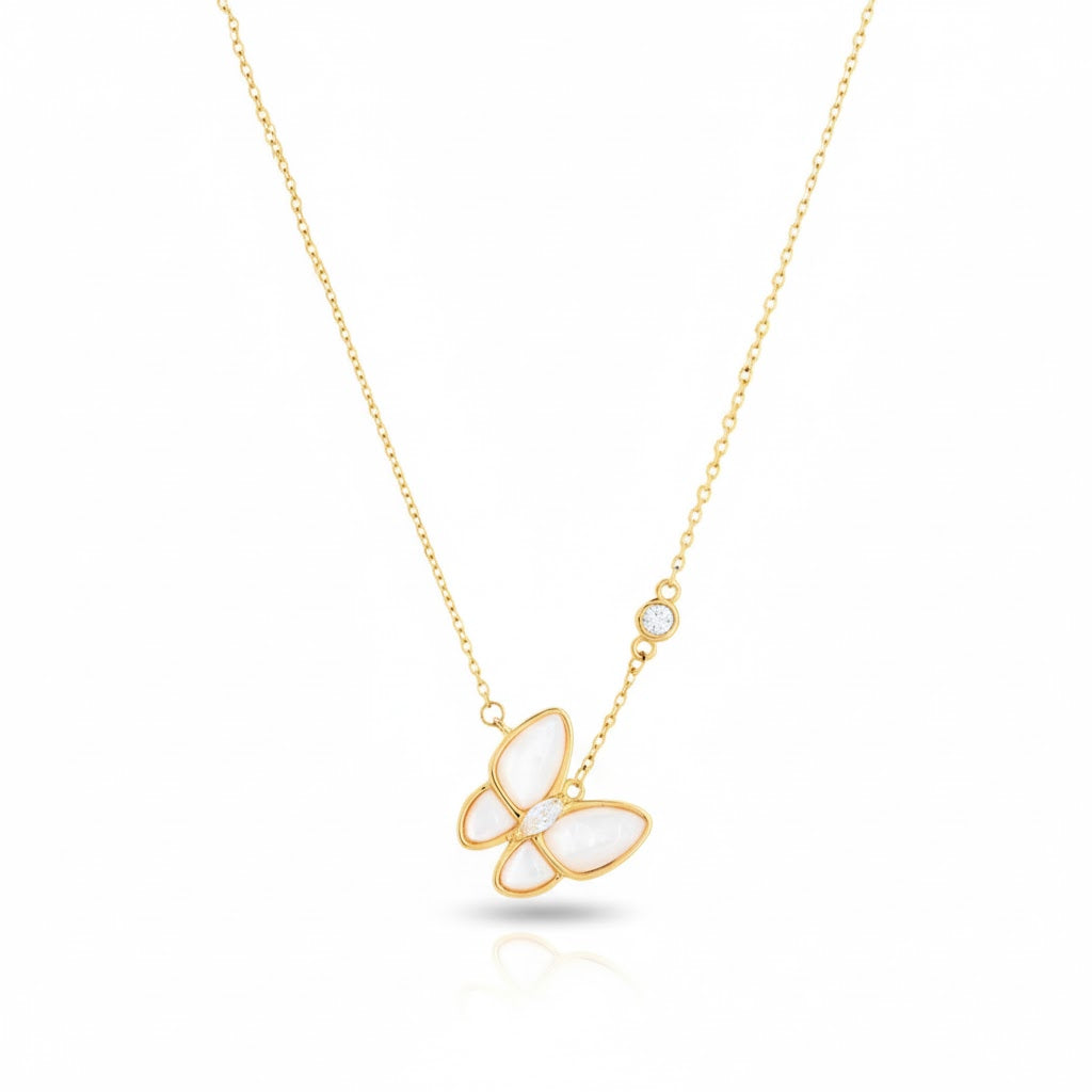 Colar Borboleta Madrepérola com Zircónia