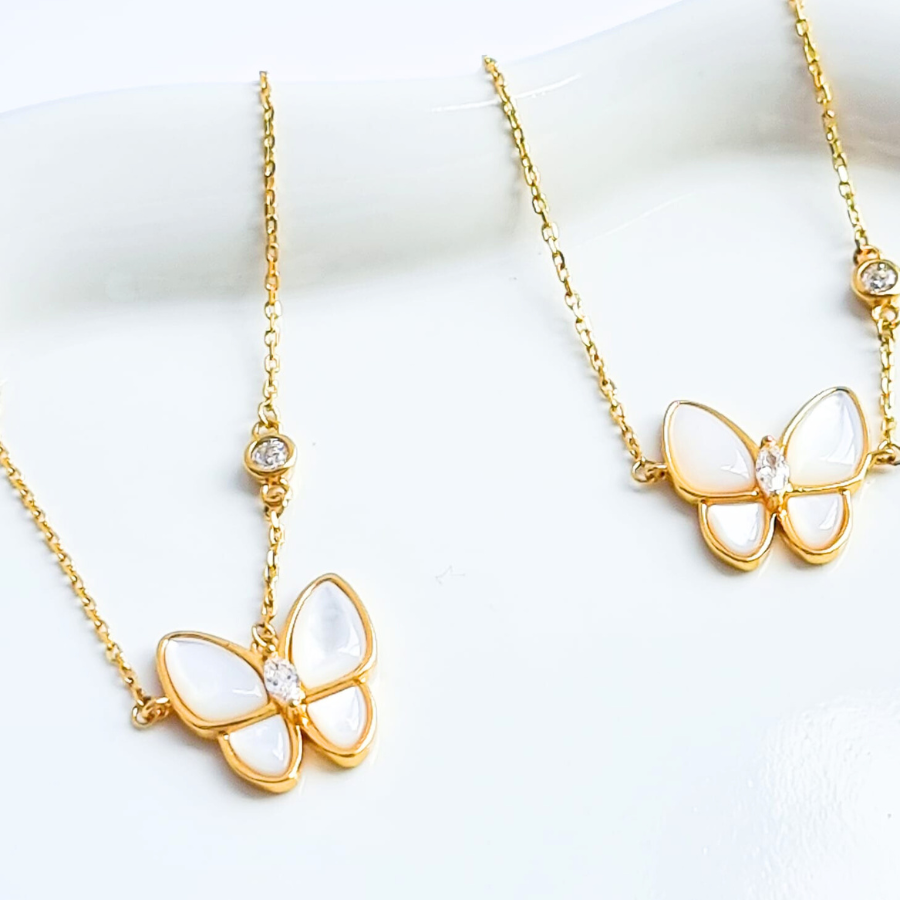 Colar Borboleta Madrepérola com Zircónia