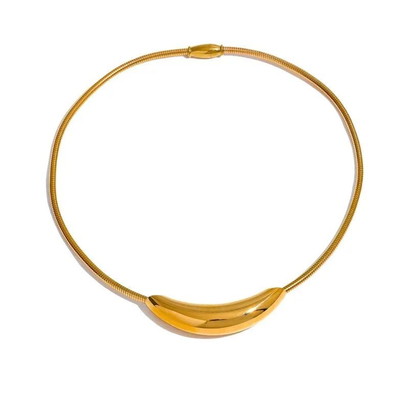 Colar Gargantilha Dourada com Design Moderno Aço Inox
