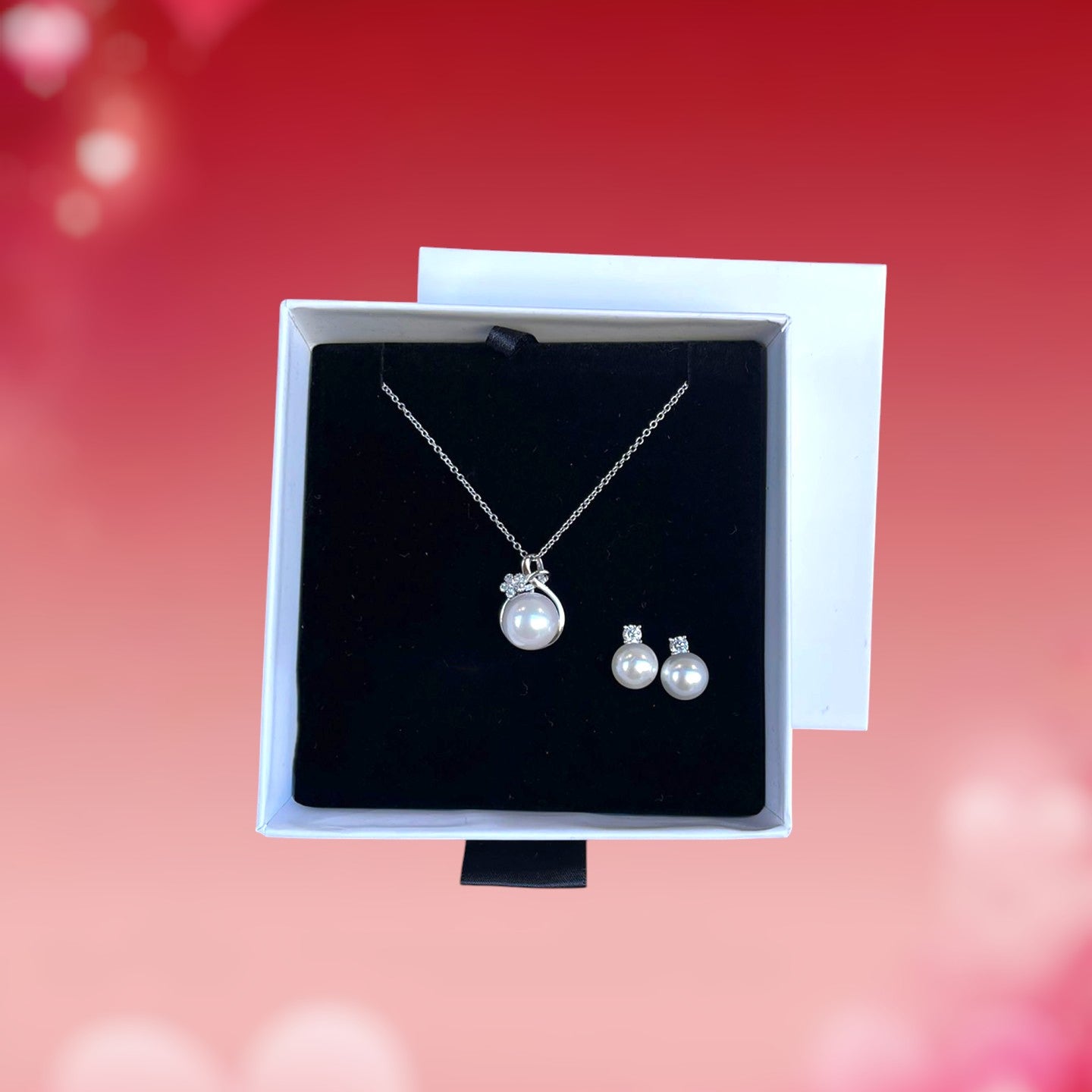 Conjunto Amore Clássico Colar + brincos de pérolas e zircónia