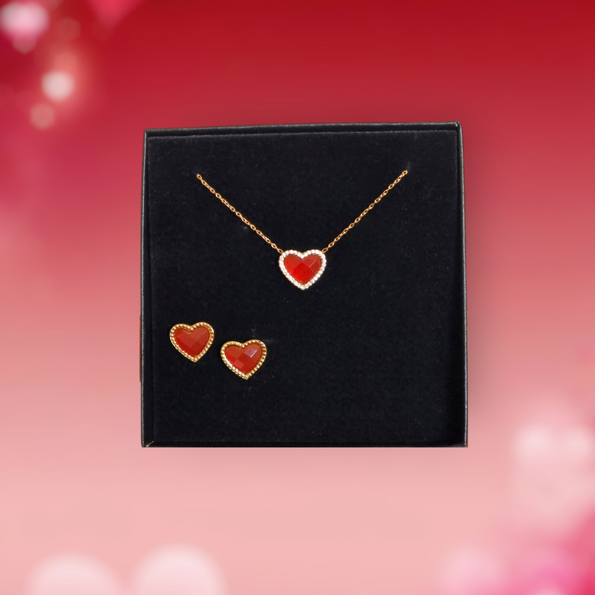 Conjunto Órbita do Coração Colar + brincos em aço