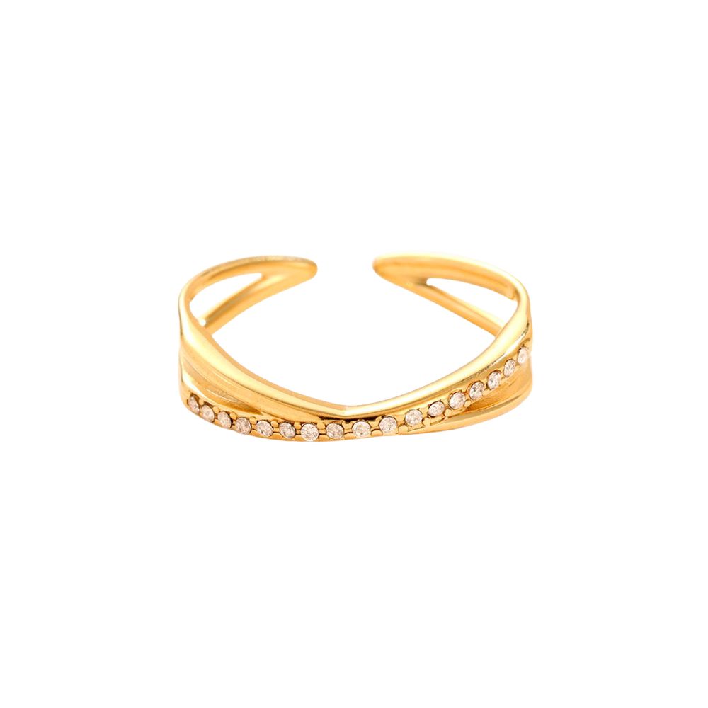 Anel Cruzado com Zircónias ajustável