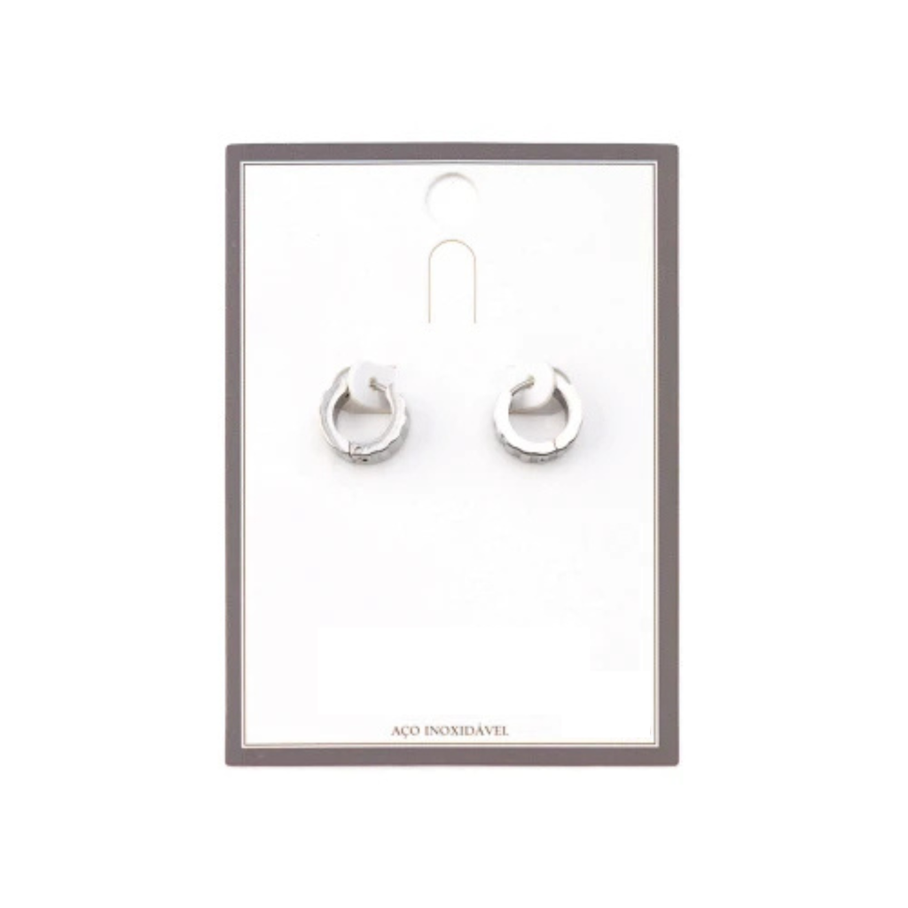 Brinco Argola em Aço Prata Homem