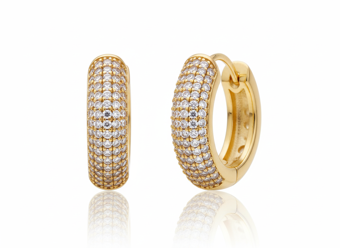 Brinco Argolinha Cravejada Banhada a Ouro