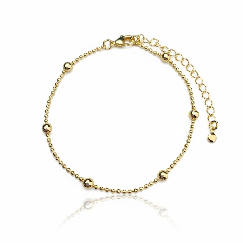 Pulseira Dourada com Bolinhas em Banho 18K
