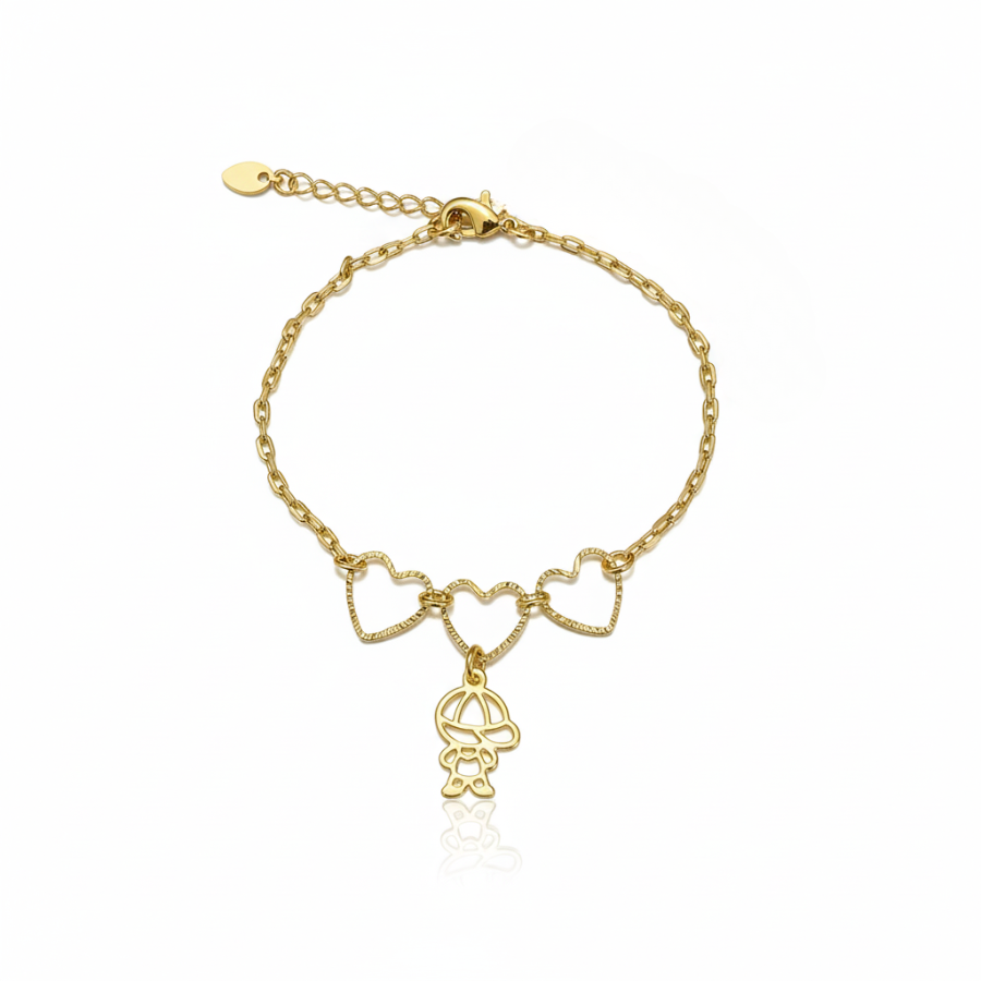 Pulseira com Corações Vazados com Menino