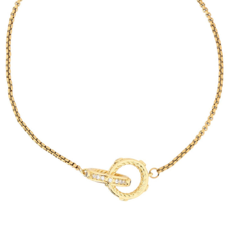 Pulseira de Argolas Entrelaçadas com Zircónia