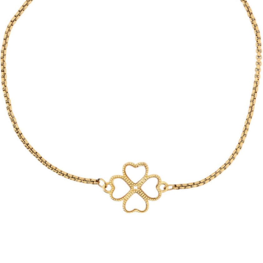 Pulseira de Trevo Banhada a Ouro