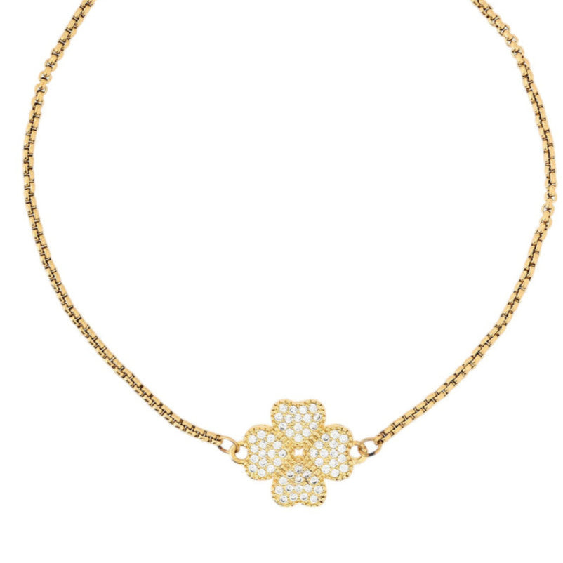 Pulseira de Trevo Banhada a Ouro