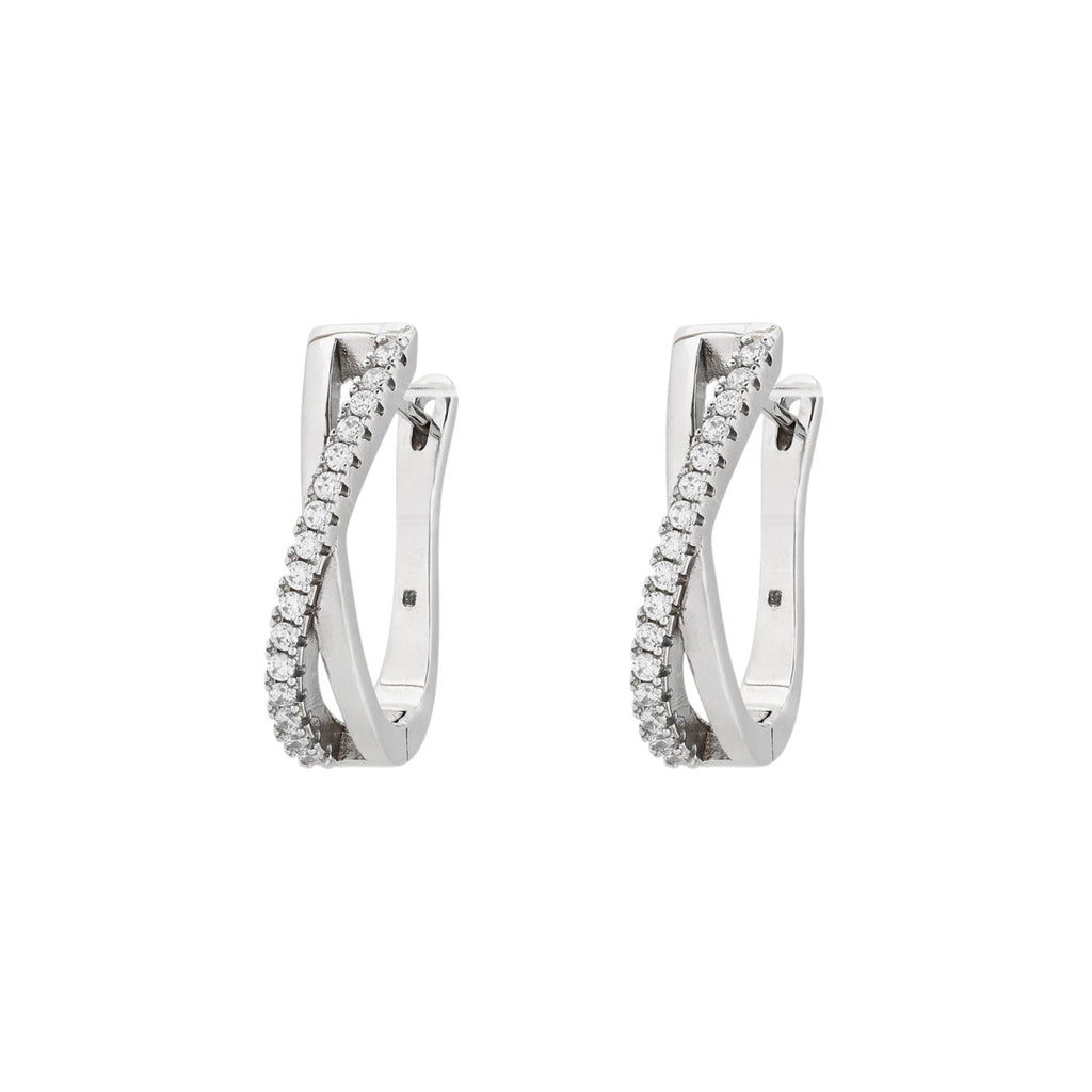 Brincos Argolas Prata 925 com Zircónias