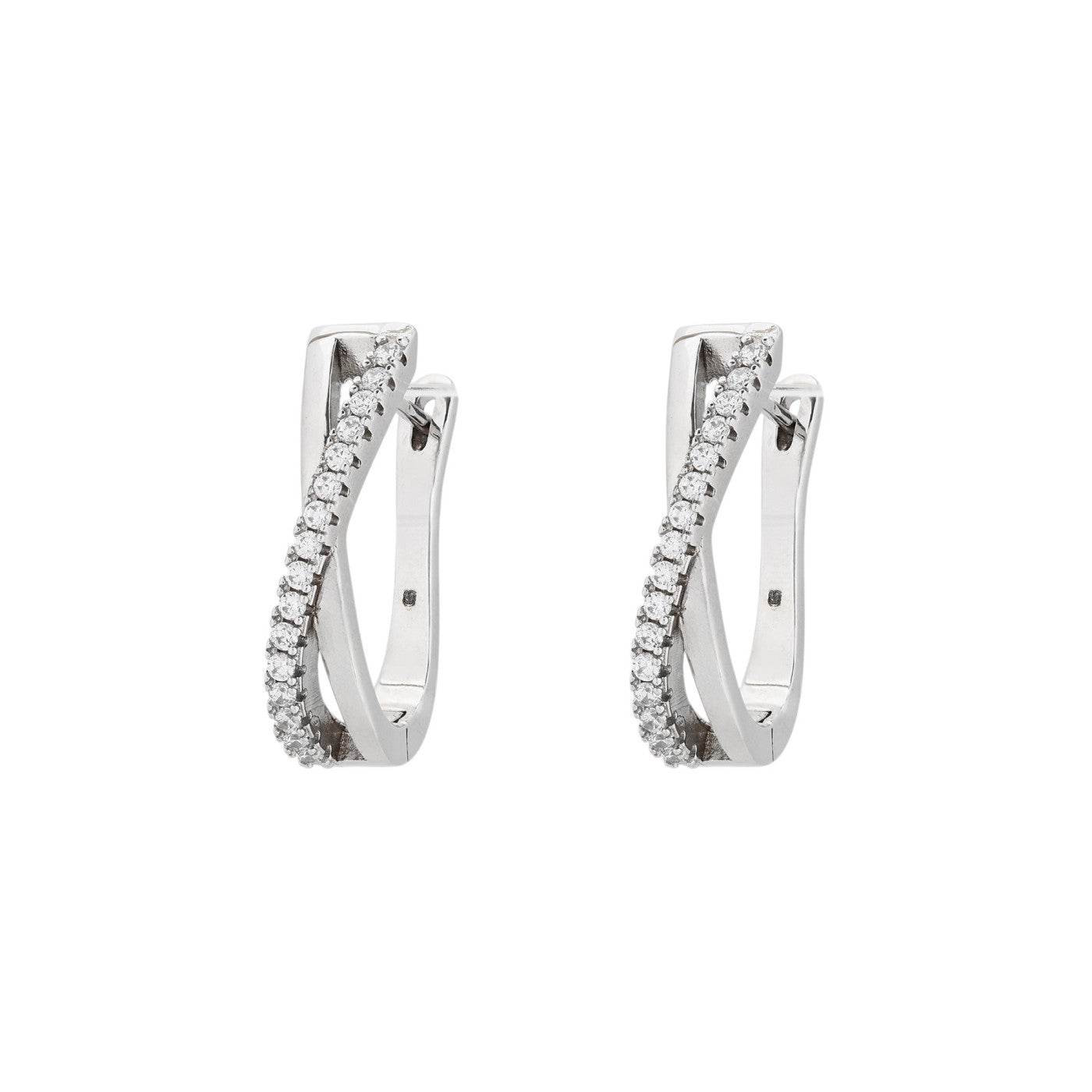 Brincos Argolas Prata 925 com Zircónias