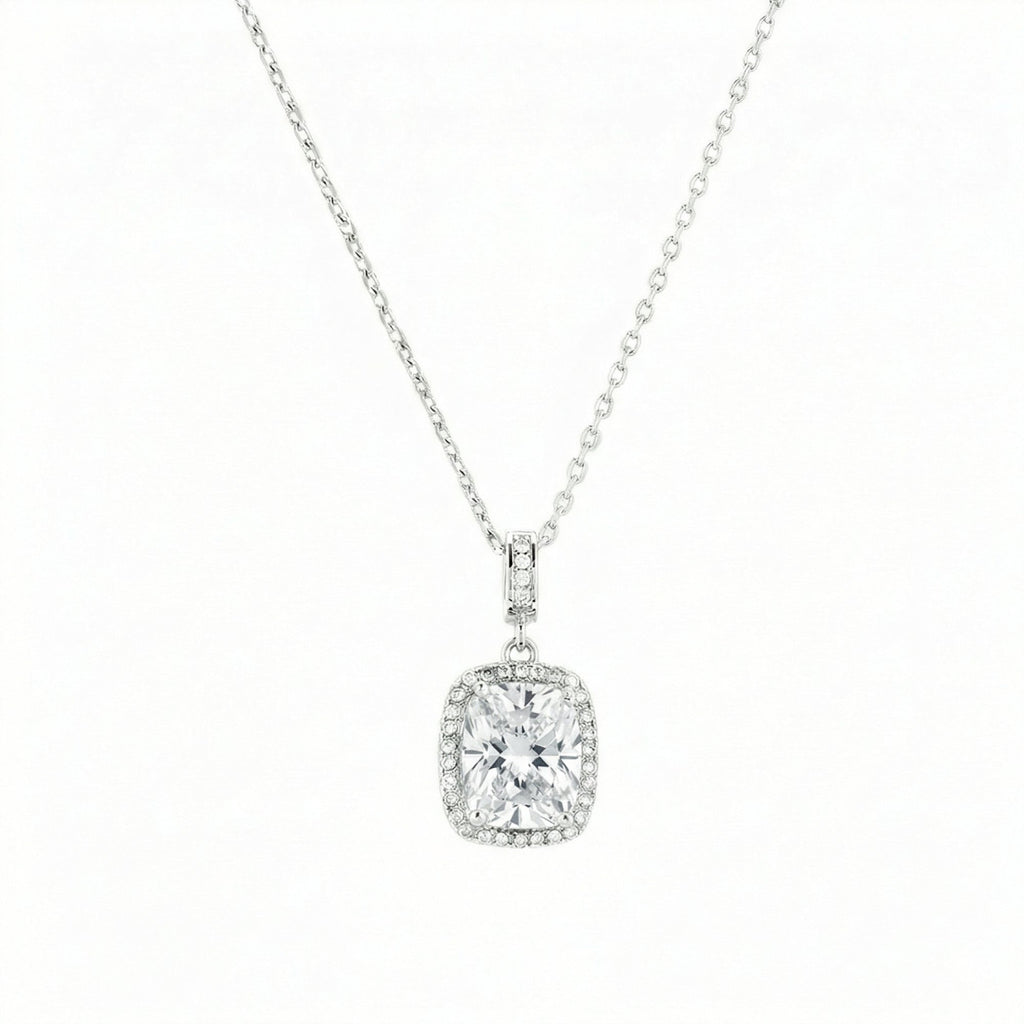 Conjunto Eclipse Particular Colar + brincos prata 925 com zircónia quadrada